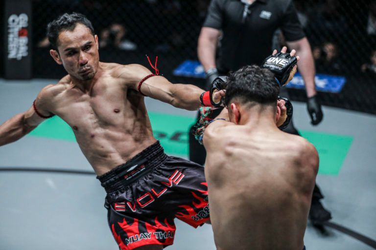 Sam-A Gaiyanghadao attacks Joseph Lasiri in ONE Championship's first Muay Thai bout