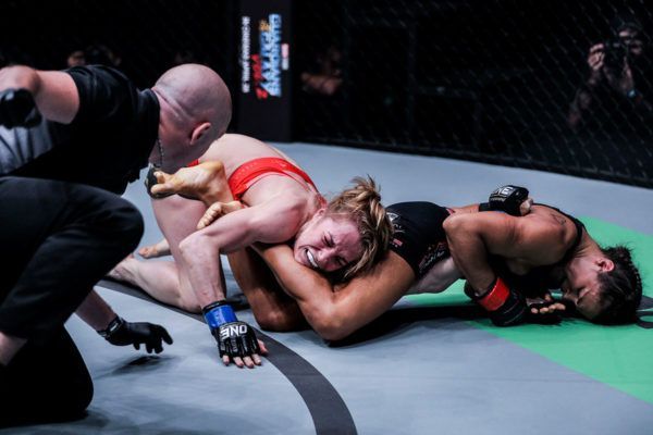 Eight-time Brazilian Jiu-Jitsu World Champion Michelle Nicolini gets the armbar