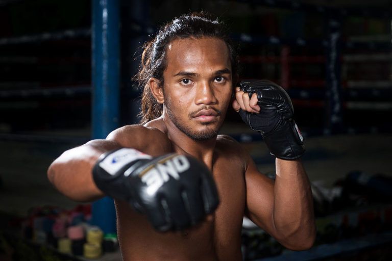 Malaysian martial artist Muhammad Aiman shows off his ONE Gloves