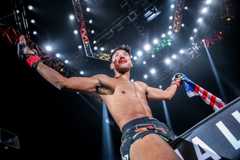 Malaysian mixed martial artist celebrates his win