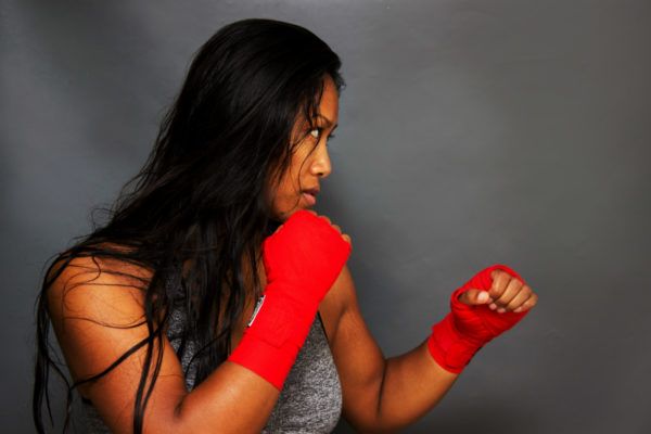 Cambodian-American mixed martial artist Sovannahry Em in her orthodox fight stance