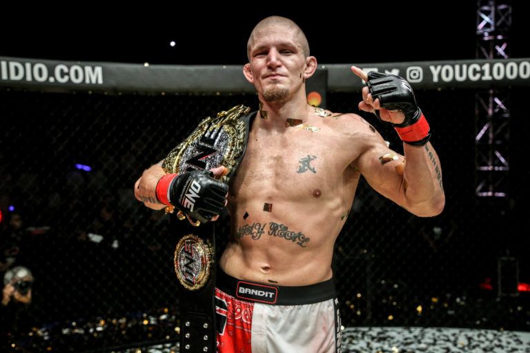 ONE Welterweight World Champion Zebaztian Kadestam ONE Championship belt