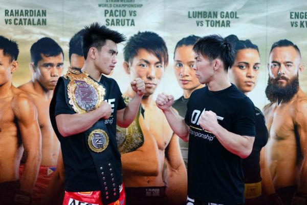 Joshua Pacio and Yosuke Saruta have a stare down at ONE: ETERNAL GLORY's press conference in Jakarta