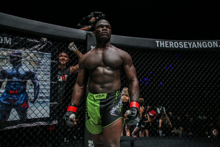 Hong Kong resident Alain Ngalani walks around the Circle in anticipation of his bout with Mauro Cerilli