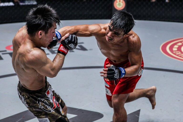 Filipino MMA fighter Joshua Pacio punches Yosuke Saruta
