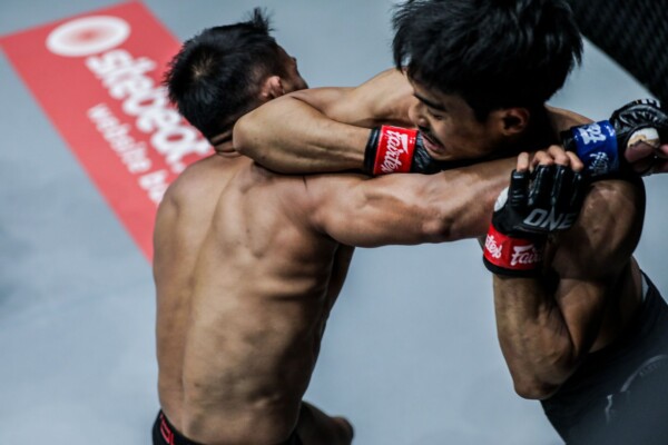 Singapore's Niko Soe hits an elbow on Eko Roni Saputra