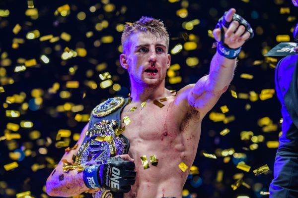 Jonathan Haggerty celebrates his World Title win over Sam-A Gaiyanghadao.