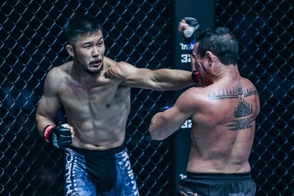 Kazuki Tokudome lands a left hand on Adrian Pang at ONE: WARRIOR'S LIGHT.