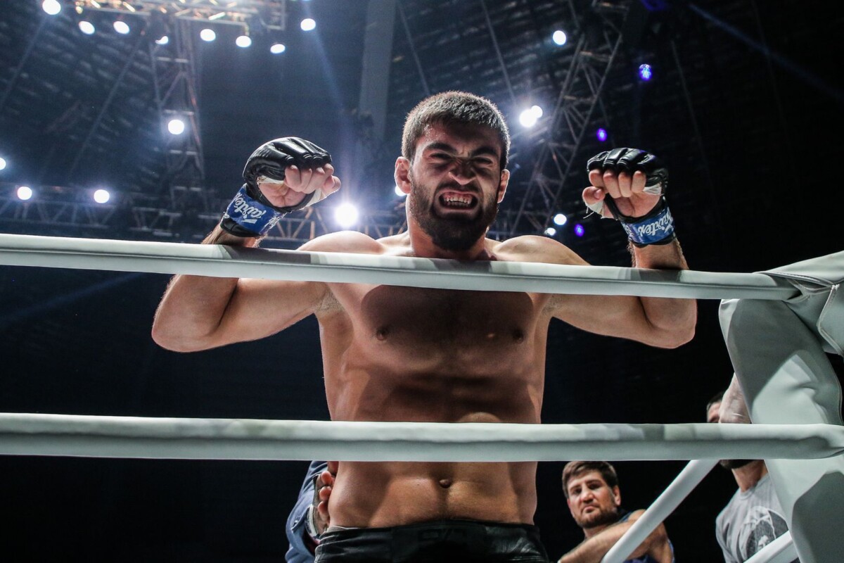 Saygid Guseyn Arslanaliev celebrates his win in the ONE Lightweight World Grand Prix semifinal