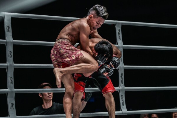 Indonesian martial artist Adrian Mattheis throws a knee