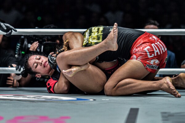 Malaysian mixed martial artist Jihin Radzuan submits Jomary Torres with a triangle choke