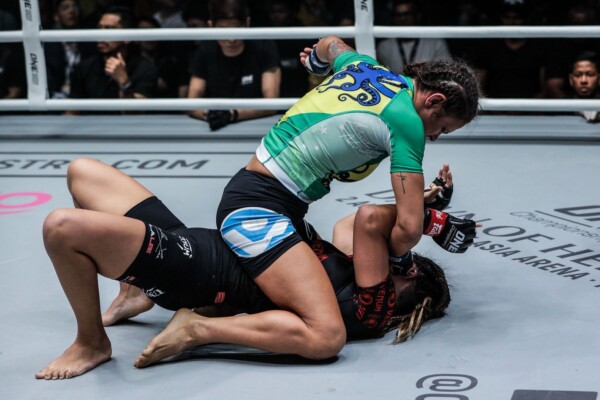 Eight-time Brazilian Jiu-Jitsu World Champion Michelle Nicolini unloads the ground and pound
