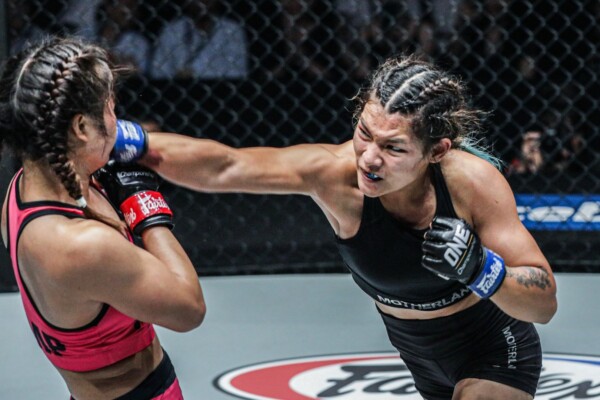 Indian knockout artist Asha Roka connects with a cross on Stamp Fairtex