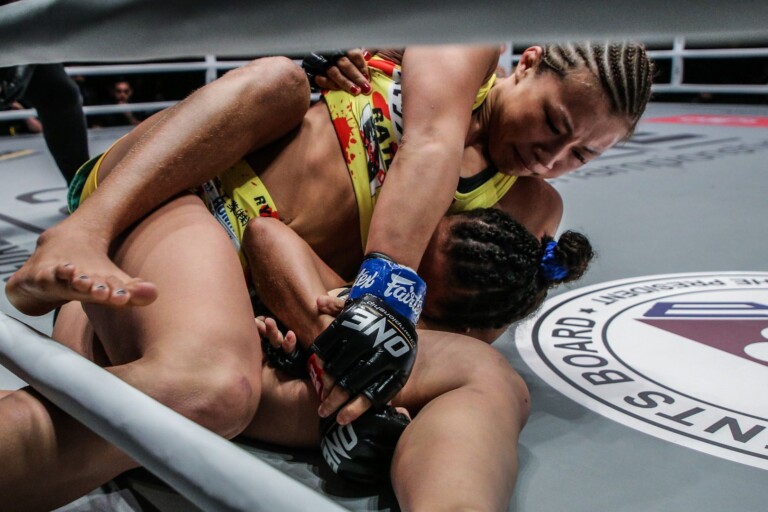 Japanese strawweight Ayaka Miura looks to secure an americana