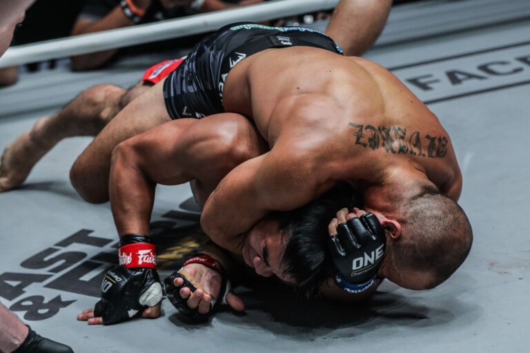 American martial arts star Eddie Alvarez forces Eduard Folayang to submit in front of his home crowd in Manila