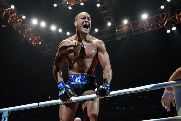 American martial arts superstar Eddie Alvarez stares at the Manila crowd following his win over Eduard Folayang