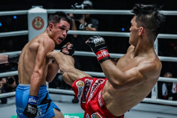 Danny "The King" Kingad lands a kick to the body at ONE: DAWN OF HEROES