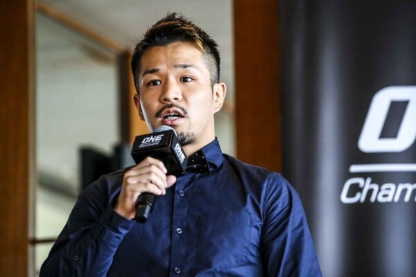 Daichi Kitakata speaks at the ONE CENTURY media day