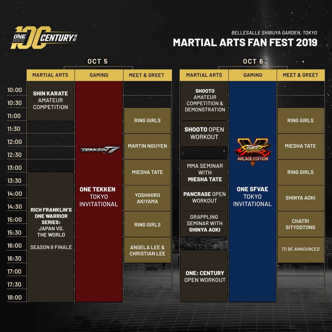 ONE Martial Arts Fan Fest Official Schedule Announced ONE