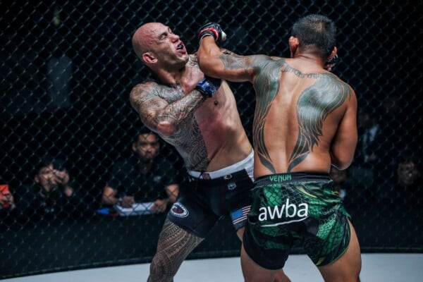 Aung La N Sang lands a punch on Brandon Vera at ONE CENTURY