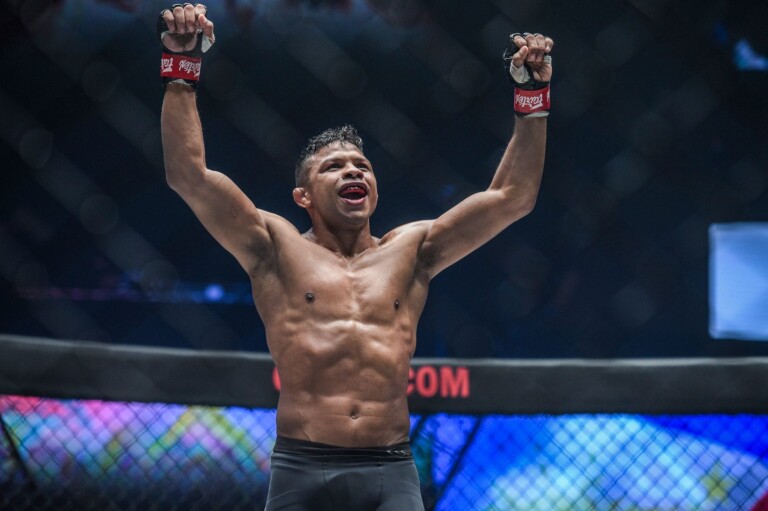 Bibiano Fernandes celebrates his win against Kevin Belingon At ONE CENTURY PART II