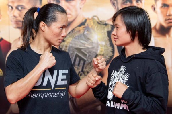 Priscilla Hertati Lumban Gaol and Bozhena Antoniyar face off at the ONE DAWN OF VALOR open workout