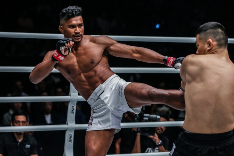 Singaporean MMA fighter Amir Khan kicks Ev Ting