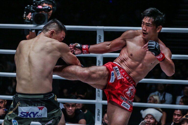 Eduard Folayang kicks Amarsanaa Tsogookhuu at ONE: MASTERS OF FATE