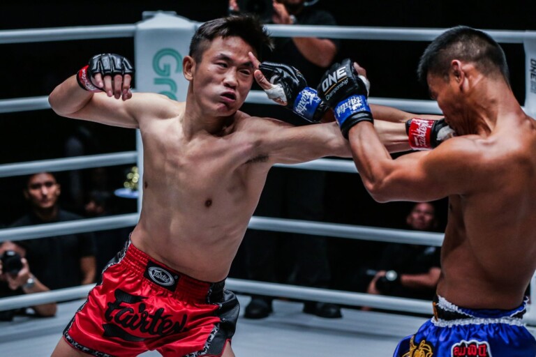 Han Zi Hao attacks Kongsak PK.Saenchaimuaythaigym at ONE MASTERS OF FATE