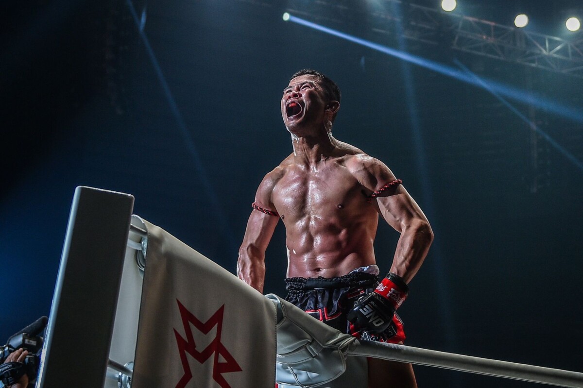 Nong-O Gaiyanghadao celebrates after his knockout victory