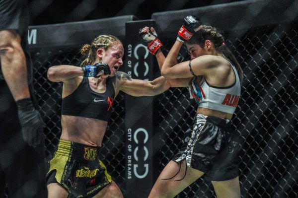 Norway's Anne Line Hogstad punches Australia's Alma Juniku