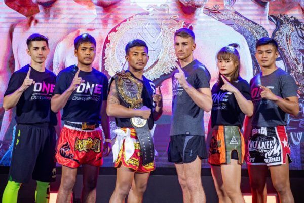 Rodtang, Stamp, and the rest of ONE's stars shine during the ONE: A NEW TOMORROW press con in Bangkok, Thailand