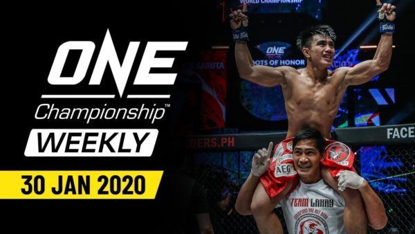 Team Lakay's Eduard Folayang lifts his teammate, Joshua Pacio, on his shoulders in celebration of a hard-fought victory.