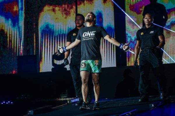 Kimihiro Eto makes his entrance ahead of his bout with Amir Khan at at ONE KING OF THE JUNGLE