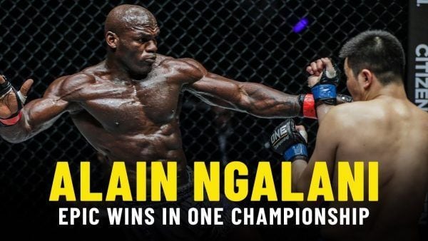Alain Ngalani unleashes a strong kick against Ariunbold Tur-Ochir at ONE: IRON WILL en route to a decision victory.