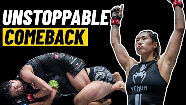 Angela Lee sinks in the rear-naked choke on Xiong Jing Nan to complete her epic comeback at ONE: CENTURY.