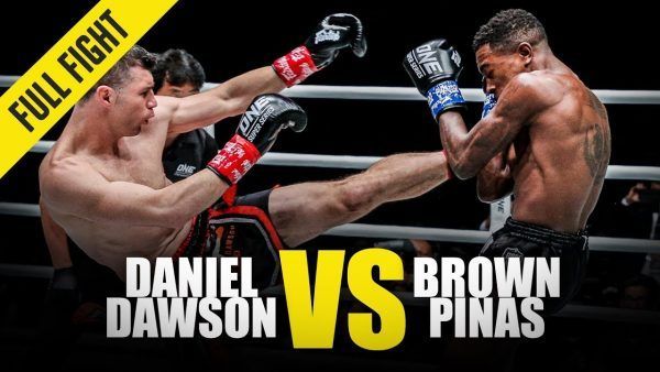 Brown Pinas blocks a hard kick from Daniel Dawson during their meeting at ONE: ENTER THE DRAGON.