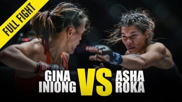 Gina Iniong and Asha Roka mix it up on the feet during their three-round clash at ONE: FIRE & FURY in the Philippines.