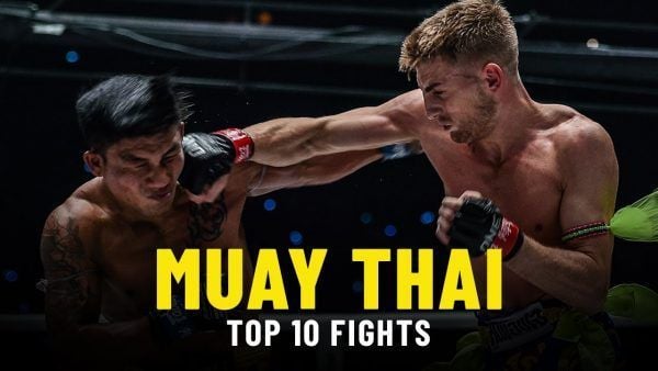 Jonathan Haggerty connects with a straight right hand on Rodtang Jitmuangnon in a classic ONE Super Series contest.