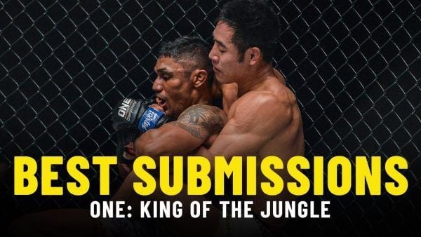 Jeff Chan works toward a rear-naked choke finish of Radeem Rahman at ONE: KING OF THE JUNGLE.