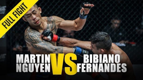 Bibiano Fernandes connects with a clean punch against Martin Nguyen at ONE: IRON WILL.