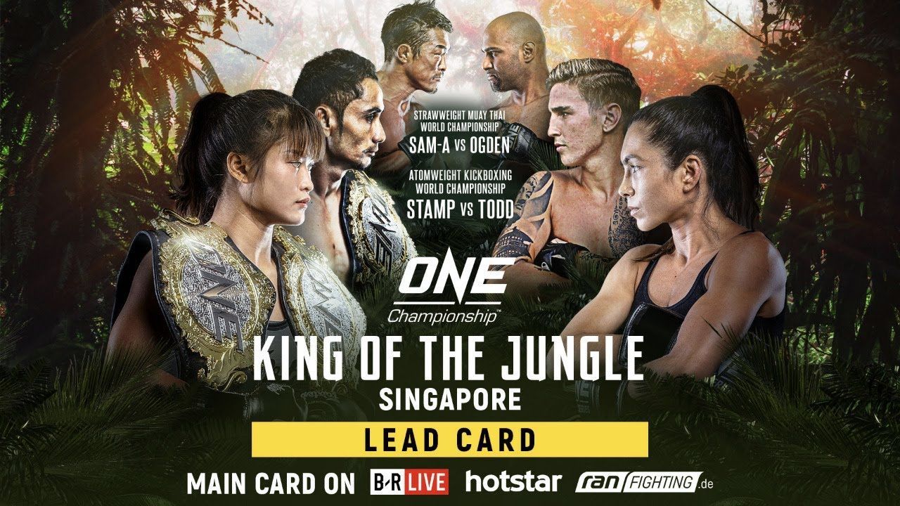 Stamp Fairtex and Janet Todd main event ONE: KING OF THE JUNGLE for the ONE Atomweight Kickboxing World Title.