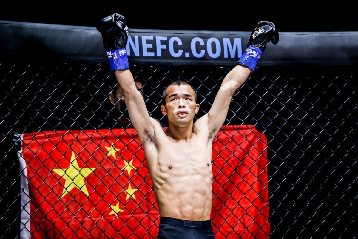 Former ONE World Title challenger Wang Junguang gets ready to fight Russian fighter Aslanbek Zikreev fights at ONE: INSIDE THE MATRIX IV