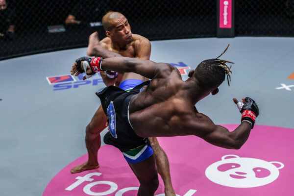 MMA fighters Bokang Masunyane and Rene Catalan fight at ONE: BIG BANG in Singapore