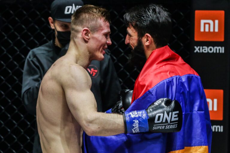 Kickboxers Marat Grigorian and Ivan Kondratev fight at ONE: BIG BANG