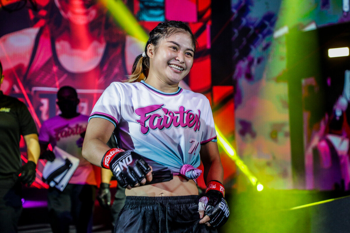 Stamp did her classic dance during her entrance at ONE: WINTER WARRIORS.