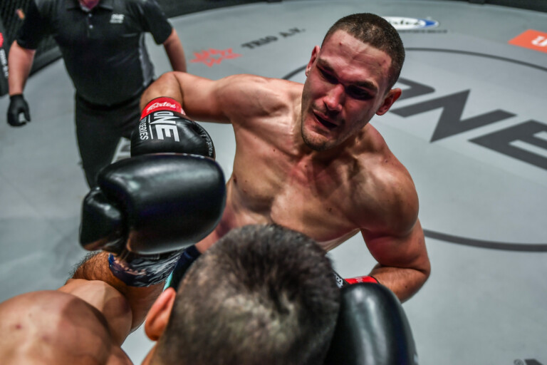 Serbian fighter Rade Opacic cracks Francesko Xhaja with a right punch