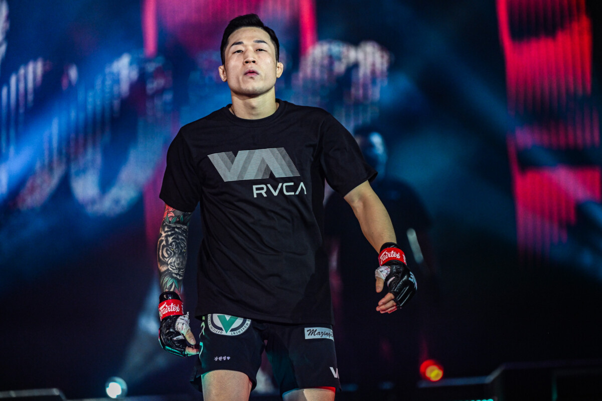South Korean featherweight Kim Jae Woong makes his way to the Circle at ONE X