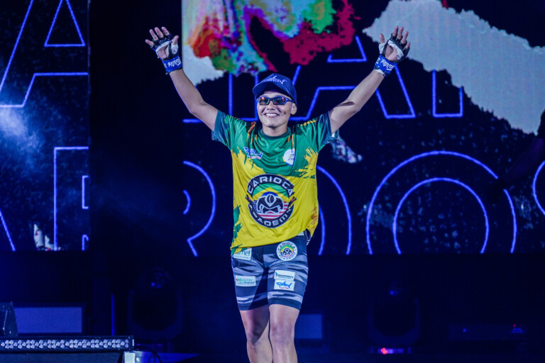 Dayane Cardoso makes her way to the ONE Circle at ONE 156