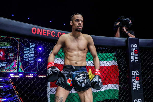 Regian Eersel looks at his opponent at ONE 156